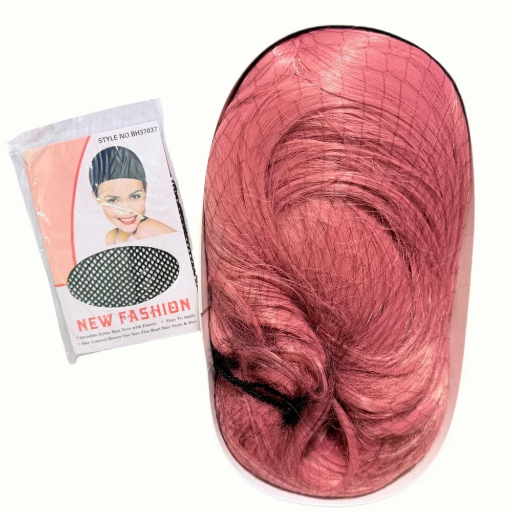 Akstore 28 Inch Fashion Wig Long Wavy Curly Pink Cosplay Hairpiece NWT